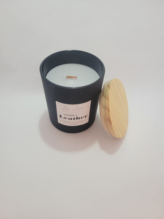 VIOLET+LEATHER 10 OZ CANDLE